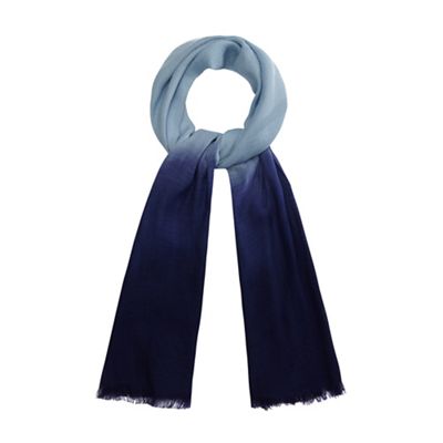 Navy and blue ombre-effect scarf